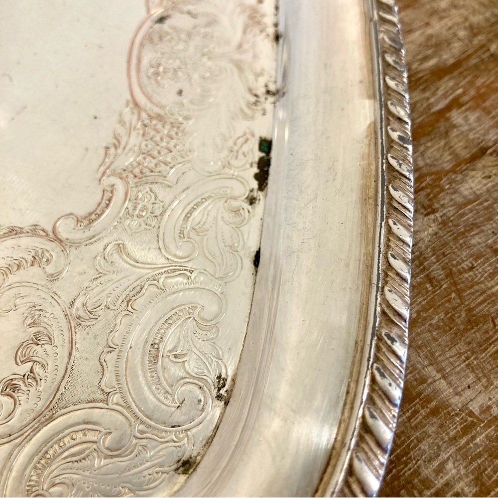 Vintage Silverplate on Copper Small Tray Coronet England E.P. Cottagecore Decor - Picture 5 of 11